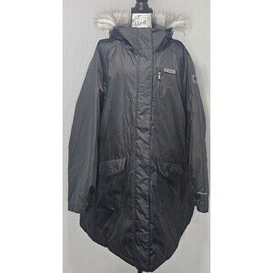 Columbia Black Suttle Mountain Long Insulated Faux Fur Jacket Womens Size 3X NEW